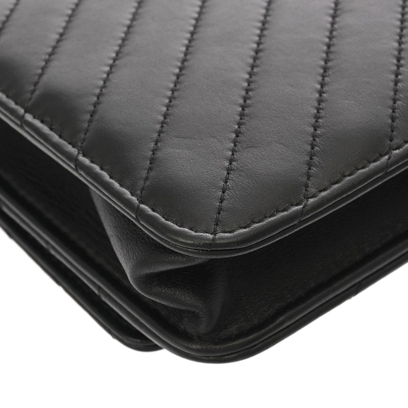 CHANEL シャネル Vステッチ チェーンウォレット ブラック A80982 レディース ラムスキン ショルダーバッグ Aランク 中古 銀蔵