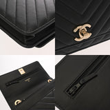 CHANEL シャネル Vステッチ チェーンウォレット ブラック A80982 レディース ラムスキン ショルダーバッグ Aランク 中古 銀蔵