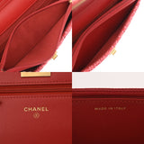 CHANEL シャネル チェーンウォレット レッド レディース ツイード ショルダーバッグ Aランク 中古 銀蔵