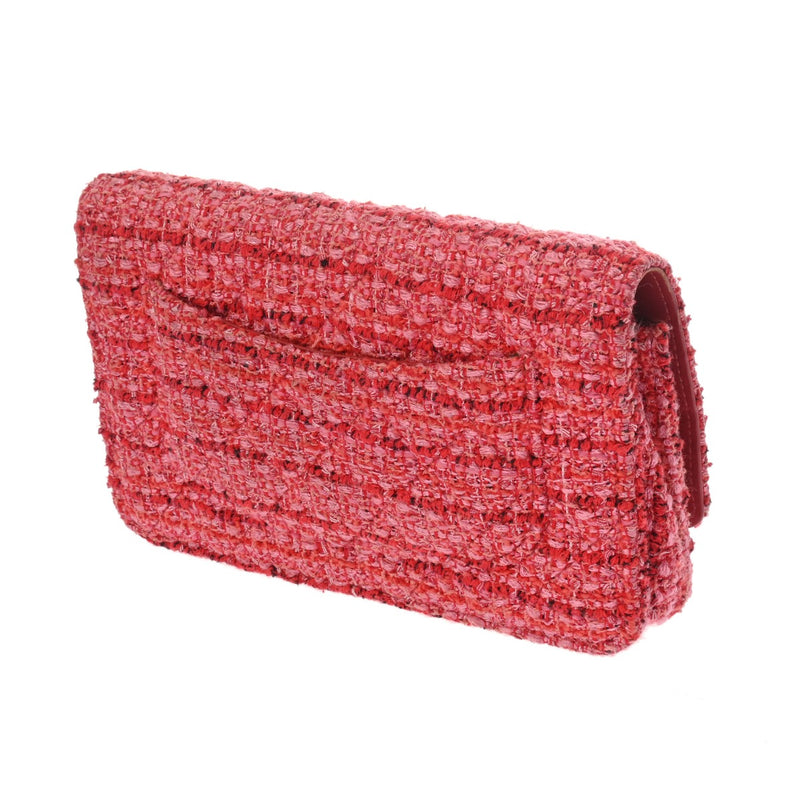 CHANEL シャネル チェーンウォレット レッド レディース ツイード ショルダーバッグ Aランク 中古 銀蔵