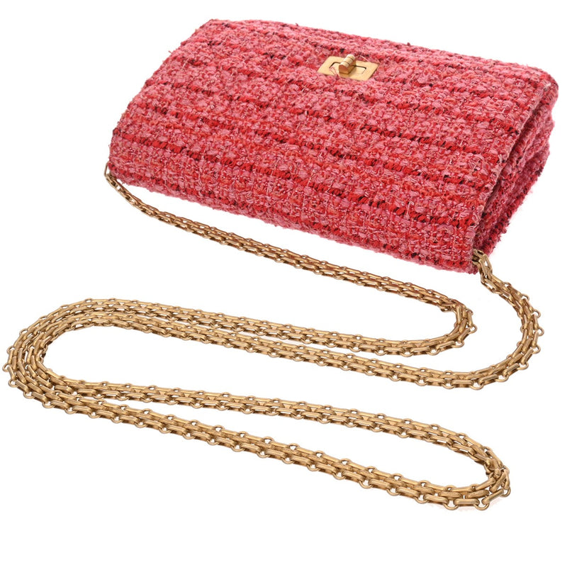 CHANEL シャネル チェーンウォレット レッド レディース ツイード ショルダーバッグ Aランク 中古 銀蔵