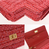 CHANEL シャネル チェーンウォレット レッド レディース ツイード ショルダーバッグ Aランク 中古 銀蔵