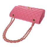 CHANEL シャネル マトラッセ チェーンショルダー 25cm Wフラップ ピンク A01112 レディース キャビアスキン ショルダーバッグ Aランク 中古 銀蔵