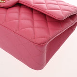 CHANEL シャネル マトラッセ チェーンショルダー 25cm Wフラップ ピンク A01112 レディース キャビアスキン ショルダーバッグ Aランク 中古 銀蔵