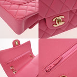 CHANEL シャネル マトラッセ チェーンショルダー 25cm Wフラップ ピンク A01112 レディース キャビアスキン ショルダーバッグ Aランク 中古 銀蔵