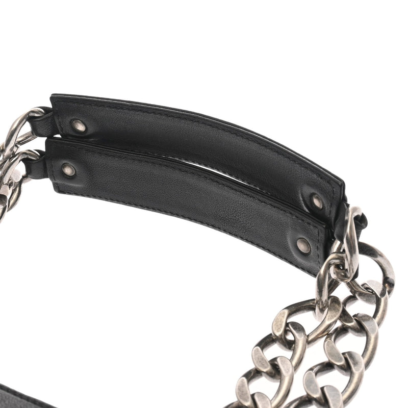 CHANEL シャネル チェーントート ブラック レディース ハラコ レザー トートバッグ ABランク 中古 銀蔵