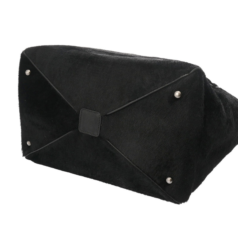 CHANEL シャネル チェーントート ブラック レディース ハラコ レザー トートバッグ ABランク 中古 銀蔵