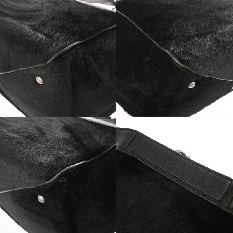 CHANEL シャネル チェーントート ブラック レディース ハラコ レザー トートバッグ ABランク 中古 銀蔵