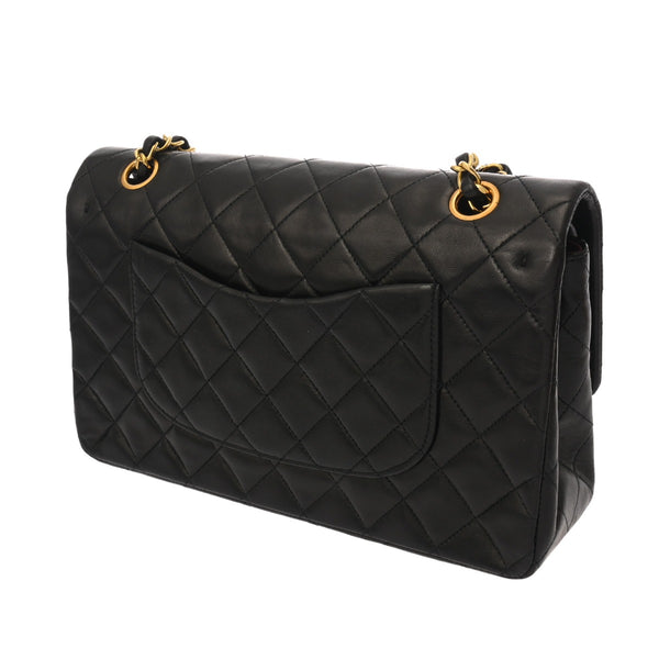 CHANEL シャネル マトラッセ チェーンショルダー 25cm Wフラップ ブラック A01112 レディース ラムスキン ショルダーバッグ ABランク 中古 銀蔵