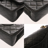 CHANEL シャネル マトラッセ チェーンショルダー 25cm Wフラップ ブラック A01112 レディース ラムスキン ショルダーバッグ ABランク 中古 銀蔵