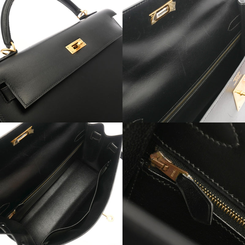 HERMES エルメス ケリー 32 外縫い ブラック D刻印(2019年頃) レディース ボックスカーフ 2WAYバッグ ABランク 中古 銀蔵