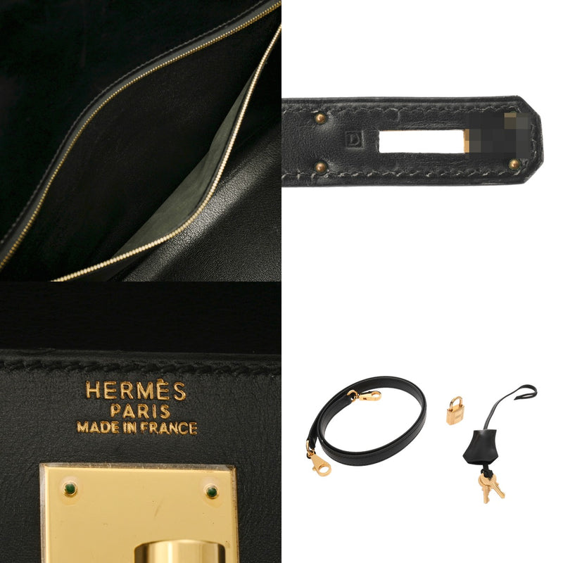 HERMES エルメス ケリー 32 外縫い ブラック D刻印(2019年頃) レディース ボックスカーフ 2WAYバッグ ABランク 中古 銀蔵