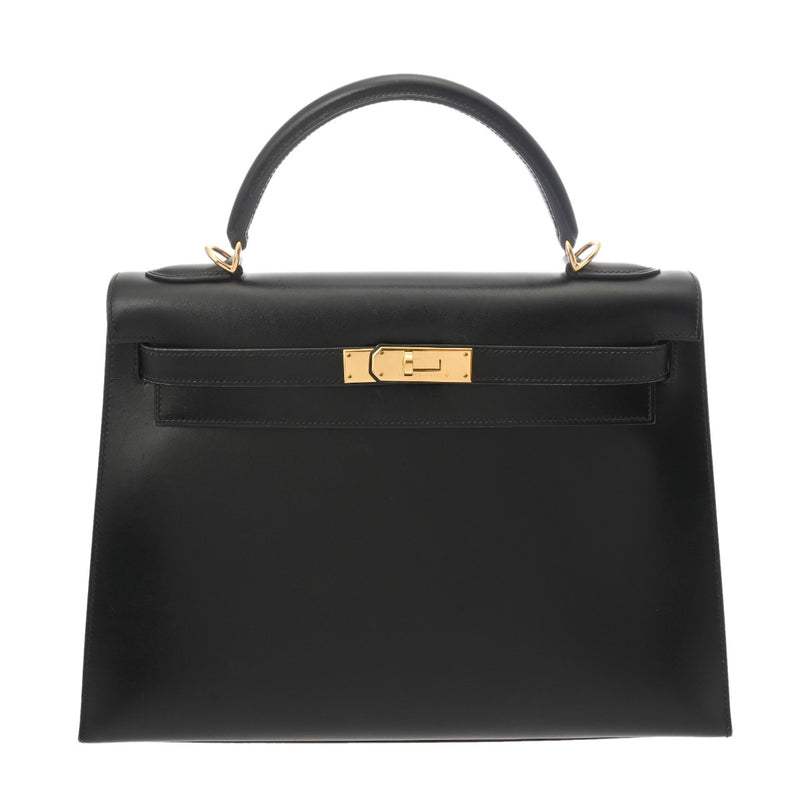 HERMES エルメス ケリー 32 外縫い ブラック D刻印(2019年頃) レディース ボックスカーフ 2WAYバッグ ABランク 中古 銀蔵