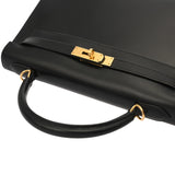 HERMES エルメス ケリー 32 外縫い ブラック D刻印(2019年頃) レディース ボックスカーフ 2WAYバッグ ABランク 中古 銀蔵