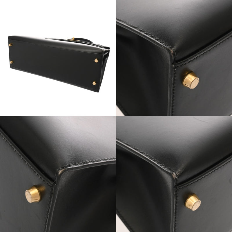 HERMES エルメス ケリー 32 外縫い ブラック D刻印(2019年頃) レディース ボックスカーフ 2WAYバッグ ABランク 中古 銀蔵