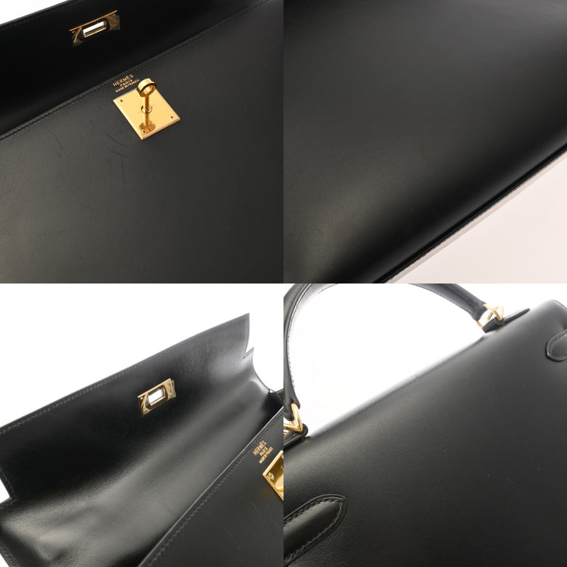 HERMES エルメス ケリー 32 外縫い ブラック D刻印(2019年頃) レディース ボックスカーフ 2WAYバッグ ABランク 中古 銀蔵