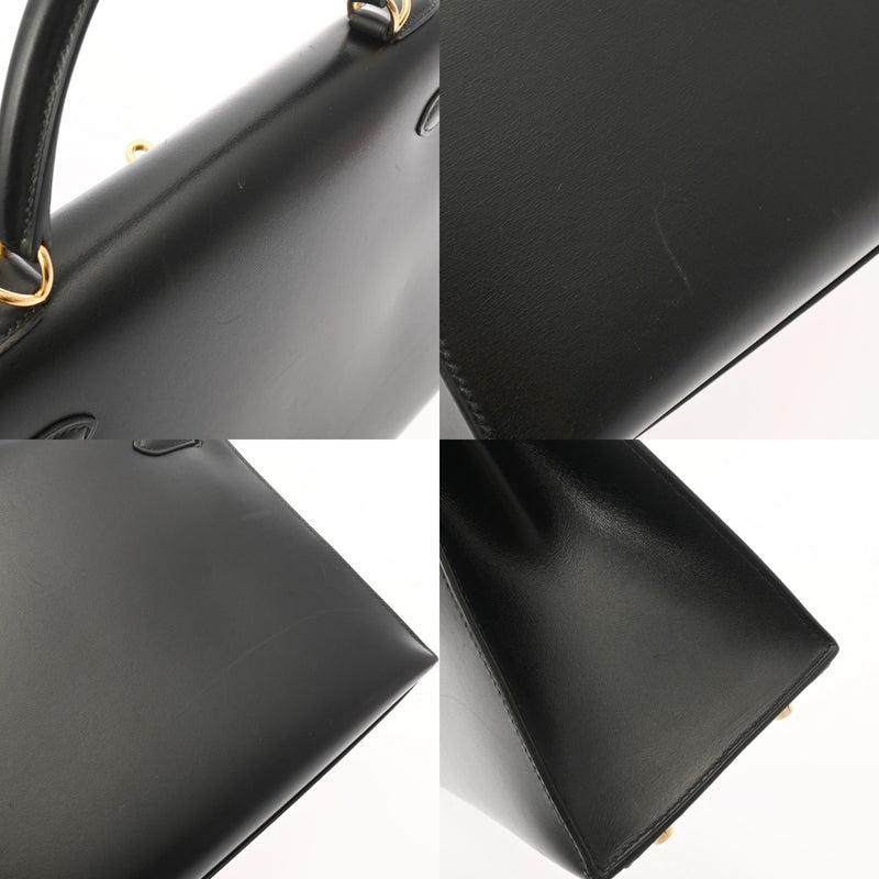 HERMES エルメス ケリー 32 外縫い ブラック D刻印(2019年頃) レディース ボックスカーフ 2WAYバッグ ABランク 中古 銀蔵
