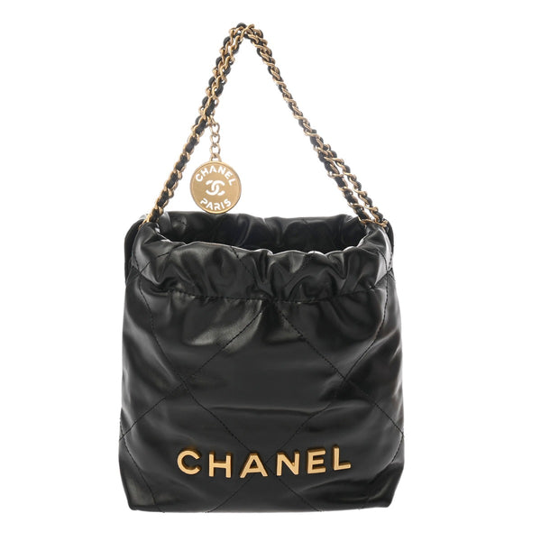 CHANEL シャネル シャネル 22 ミニ ハンドバッグ ブラック AS3980 レディース シャイニーカーフ 2WAYバッグ Aランク 中古 銀蔵