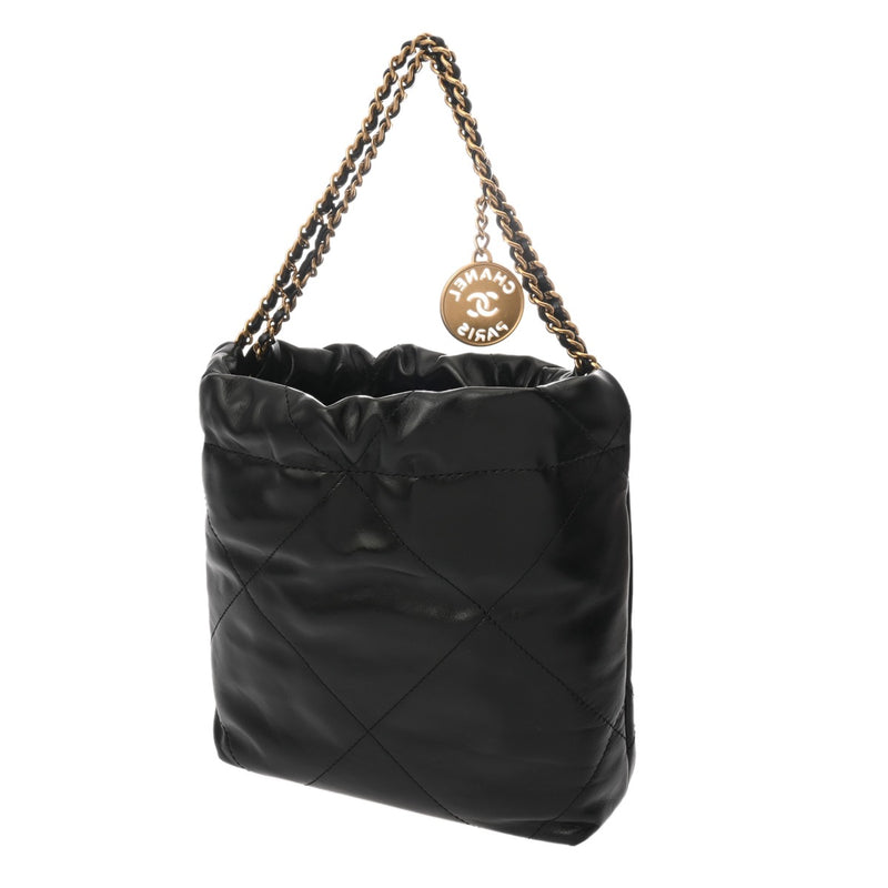 CHANEL シャネル シャネル 22 ミニ ハンドバッグ ブラック AS3980 レディース シャイニーカーフ 2WAYバッグ Aランク 中古 銀蔵