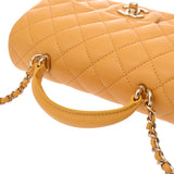 CHANEL シャネル マトラッセ トップハンドル ミニフラップバッグ 20cm イエロー AS2431 レディース ラムスキン ショルダーバッグ 新同 中古 銀蔵