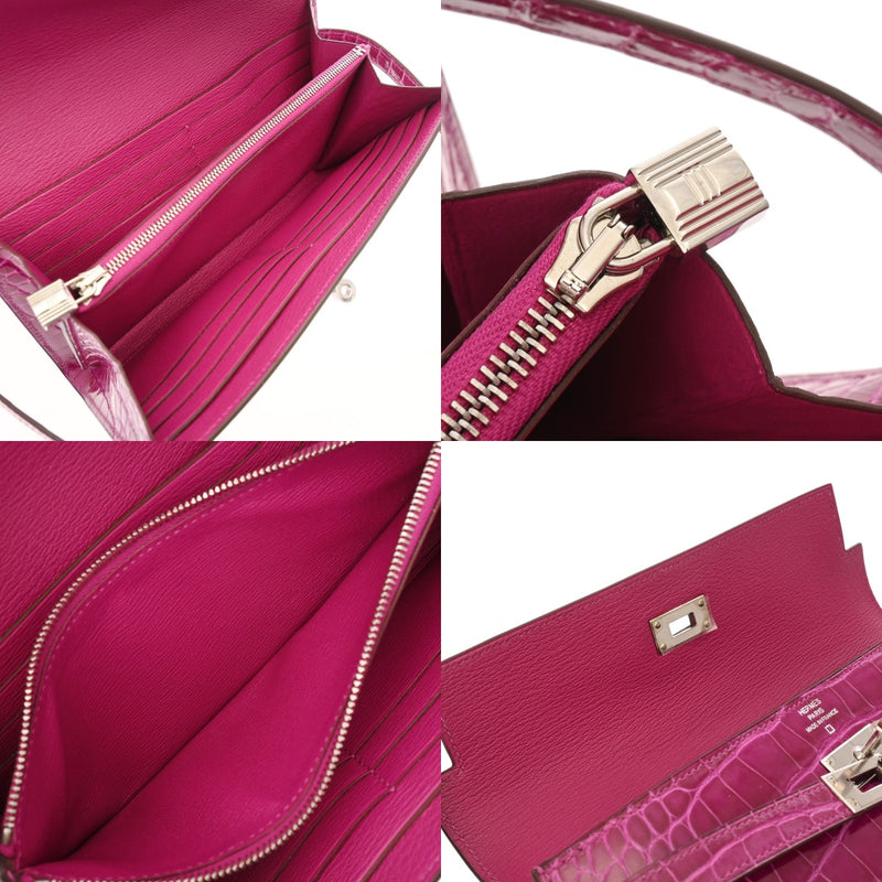 HERMES エルメス ケリーウォレット ローズジェヘラザード D刻印(2019年頃) レディース アリゲーターリセ 長財布 新同 中古 銀蔵