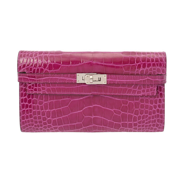 HERMES エルメス ケリーウォレット ローズジェヘラザード D刻印(2019年頃) レディース アリゲーターリセ 長財布 新同 中古 銀蔵