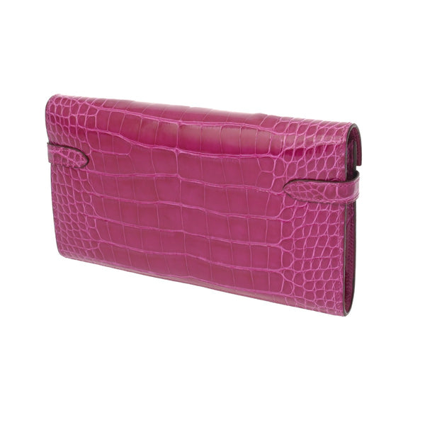 HERMES エルメス ケリーウォレット ローズジェヘラザード D刻印(2019年頃) レディース アリゲーターリセ 長財布 新同 中古 銀蔵