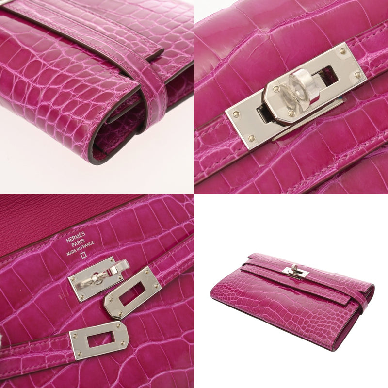 HERMES エルメス ケリーウォレット ローズジェヘラザード D刻印(2019年頃) レディース アリゲーターリセ 長財布 新同 中古 銀蔵