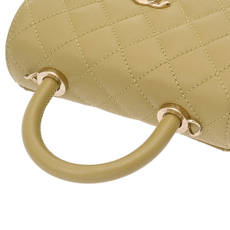CHANEL シャネル マトラッセ トップハンドル ミニフラップバッグ XXS 2WAY ピスタチオ AS2215 レディース キャビアスキン ハンドバッグ Aランク 中古 銀蔵