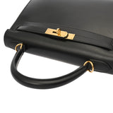 HERMES エルメス ケリー 28 外縫い 2WAY ブラック □G刻印(2003年頃) レディース ボックスカーフ ハンドバッグ Bランク 中古 銀蔵