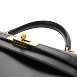 HERMES エルメス ケリー 28 外縫い 2WAY ブラック □G刻印(2003年頃) レディース ボックスカーフ ハンドバッグ Bランク 中古 銀蔵