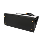 HERMES エルメス ケリー 28 外縫い 2WAY ブラック □G刻印(2003年頃) レディース ボックスカーフ ハンドバッグ Bランク 中古 銀蔵