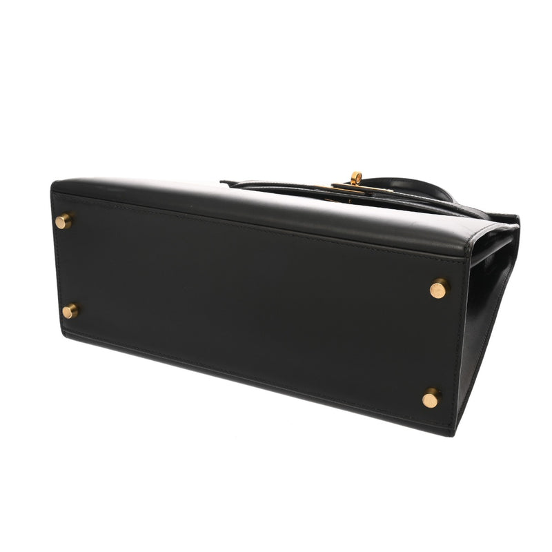 HERMES エルメス ケリー 28 外縫い 2WAY ブラック □G刻印(2003年頃) レディース ボックスカーフ ハンドバッグ Bランク 中古 銀蔵