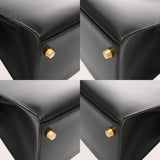 HERMES エルメス ケリー 28 外縫い 2WAY ブラック □G刻印(2003年頃) レディース ボックスカーフ ハンドバッグ Bランク 中古 銀蔵