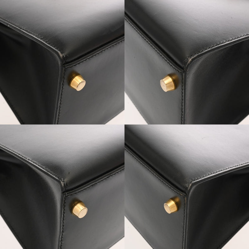 HERMES エルメス ケリー 28 外縫い 2WAY ブラック □G刻印(2003年頃) レディース ボックスカーフ ハンドバッグ Bランク 中古 銀蔵