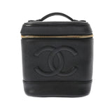 CHANEL シャネル 縦型バニティ ブラック A01998 レディース キャビアスキン バニティバッグ ABランク 中古 銀蔵