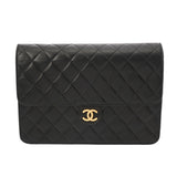 CHANEL シャネル マトラッセ プッシュロック チェーンショルダー 25cm ブラック レディース ラムスキン ショルダーバッグ Bランク 中古 銀蔵