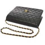 CHANEL シャネル マトラッセ プッシュロック チェーンショルダー 25cm ブラック レディース ラムスキン ショルダーバッグ Bランク 中古 銀蔵