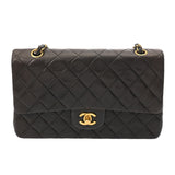 CHANEL シャネル マトラッセ チェーンショルダー 25cm Wフラップ ブラック A01112 レディース ラムスキン ショルダーバッグ Bランク 中古 銀蔵