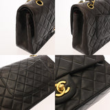 CHANEL シャネル マトラッセ チェーンショルダー 25cm Wフラップ ブラック A01112 レディース ラムスキン ショルダーバッグ Bランク 中古 銀蔵