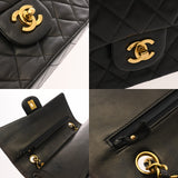 CHANEL シャネル マトラッセ チェーンショルダー 25cm Wフラップ ブラック A01112 レディース ラムスキン ショルダーバッグ Bランク 中古 銀蔵