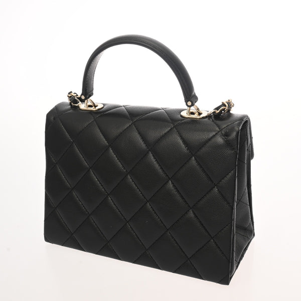 CHANEL シャネル トップハンドル フラップバッグ 2WAY ブラック AS4712 レディース キャビアスキン ハンドバッグ 未使用 銀蔵