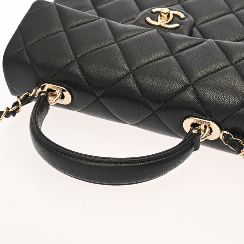 CHANEL シャネル トップハンドル フラップバッグ 2WAY ブラック AS4712 レディース キャビアスキン ハンドバッグ 未使用 銀蔵