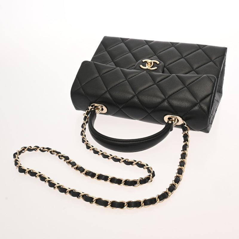 CHANEL シャネル トップハンドル フラップバッグ 2WAY ブラック AS4712 レディース キャビアスキン ハンドバッグ 未使用 銀蔵