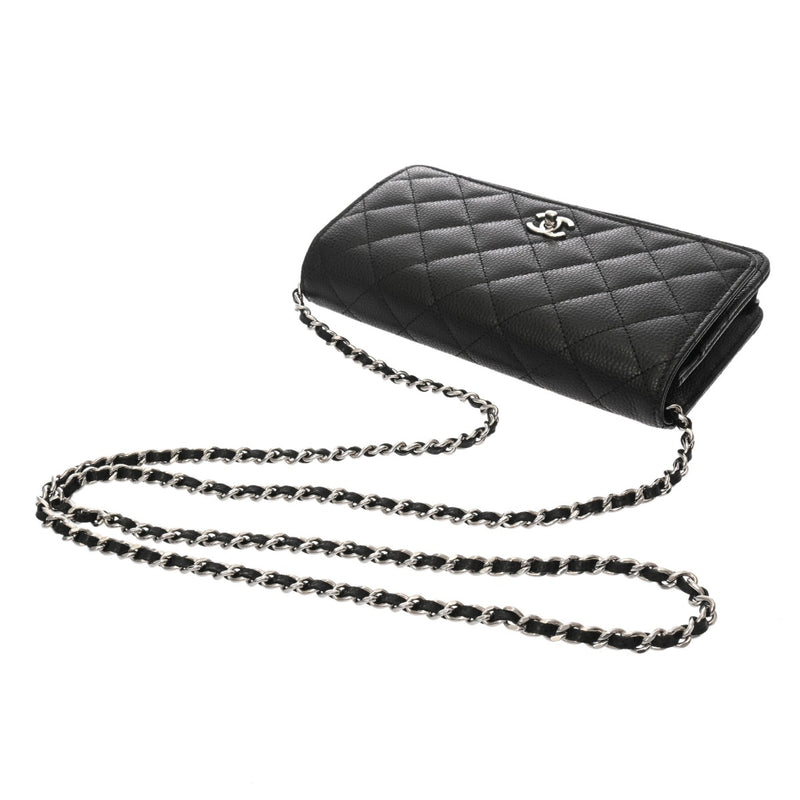 CHANEL シャネル マトラッセ クラシックチェーンウォレット ブラック AP4241 レディース キャビアスキン ショルダーバッグ 未使用 銀蔵