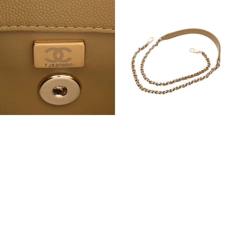 CHANEL シャネル トップハンドルフラップバッグ XS ピスタチオ A92990 レディース キャビアスキン リザード 2WAYバッグ Aランク 中古 銀蔵