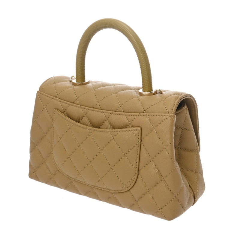 CHANEL シャネル トップハンドルフラップバッグ XS ピスタチオ A92990 レディース キャビアスキン リザード 2WAYバッグ Aランク 中古 銀蔵