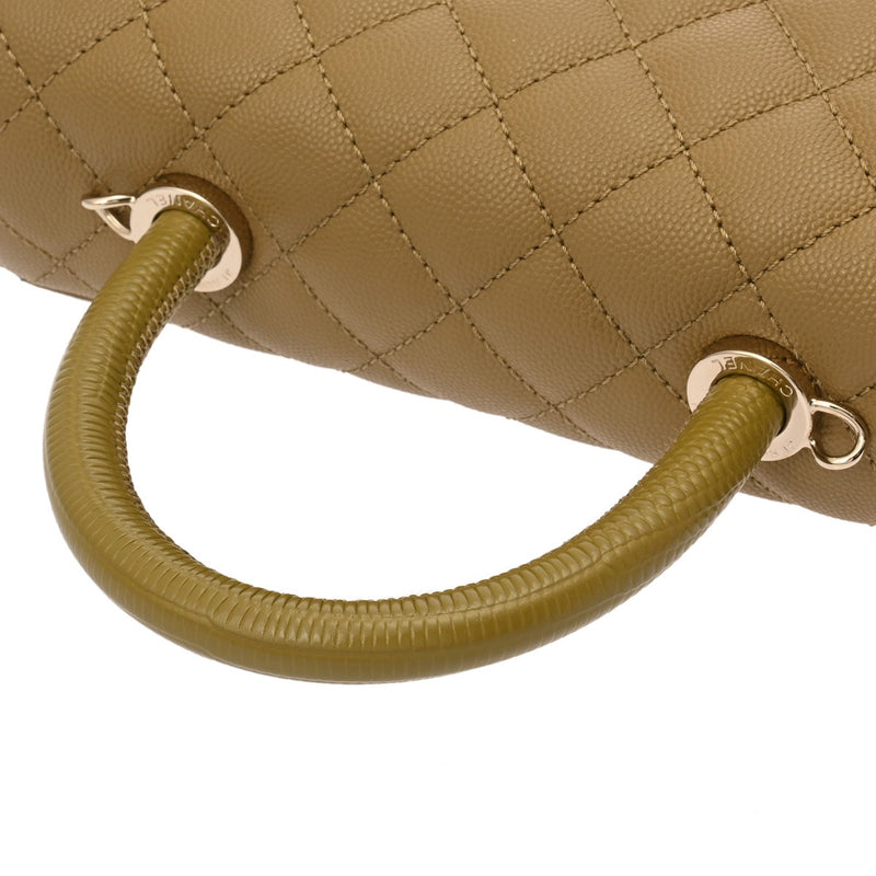 CHANEL シャネル トップハンドルフラップバッグ XS ピスタチオ A92990 レディース キャビアスキン リザード 2WAYバッグ Aランク 中古 銀蔵