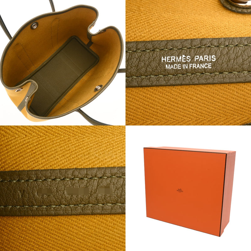 HERMES エルメス ガーデンパーティ TPM ヴェールヴェロネーズ/イエロー系 Y刻印(2020年頃) レディース ネゴンダ ハンドバッグ ABランク 中古 銀蔵