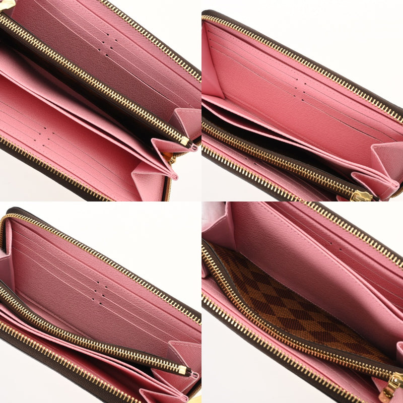LOUIS VUITTON ルイヴィトン ダミエ ジッピーウォレット ブラウン N60473 レディース ダミエキャンバス スタッズ 長財布 Aランク 中古 銀蔵